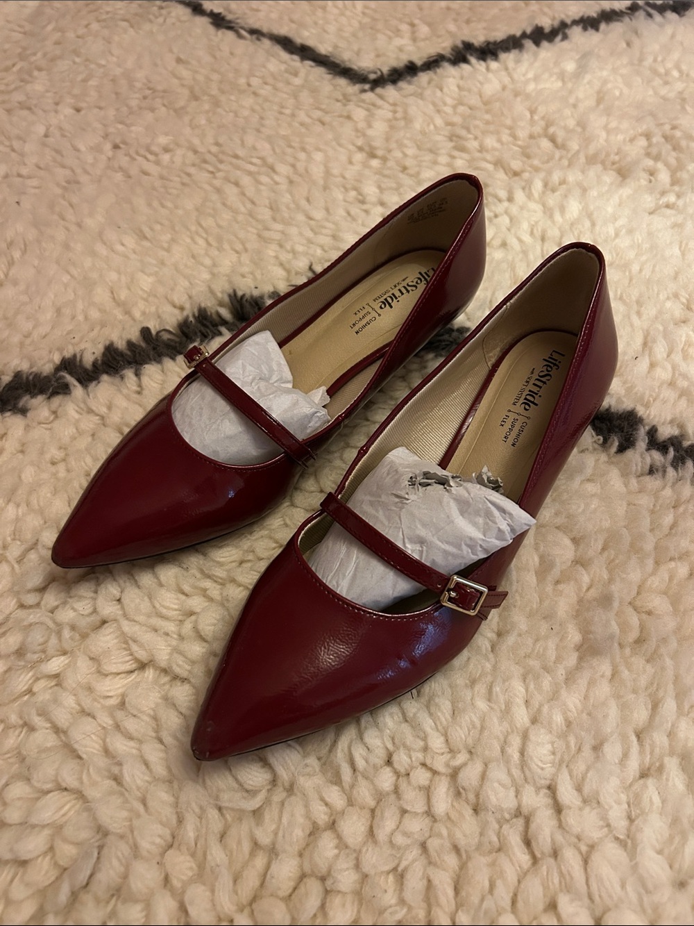 Life Stride Red Pointed-Toe Mary Jane Flats